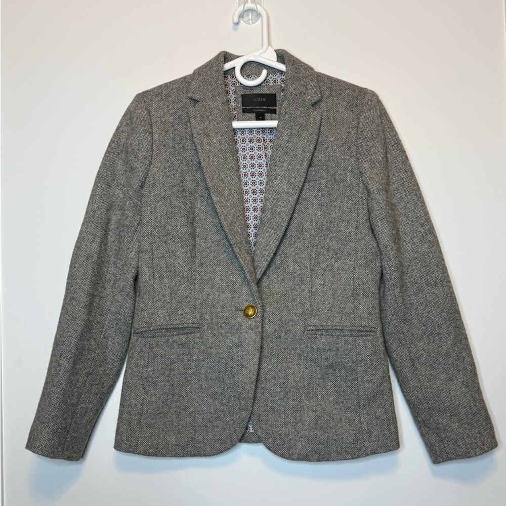 RARE J.Crew Campbell Donegal Blazer Wool Heather Graphite Sz 4 - Picture 6 of 16